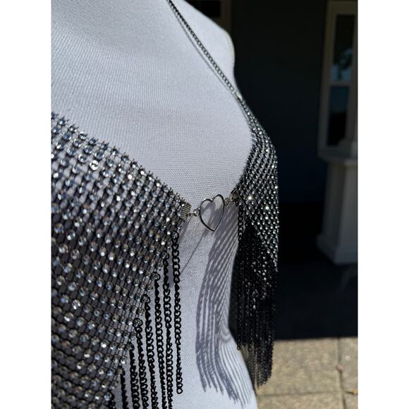 MSRP $40. Chain crop top Rhinestone Bikini Top Size S-M | SAME or NEXT DAY SHIP - Picture 4 of 7